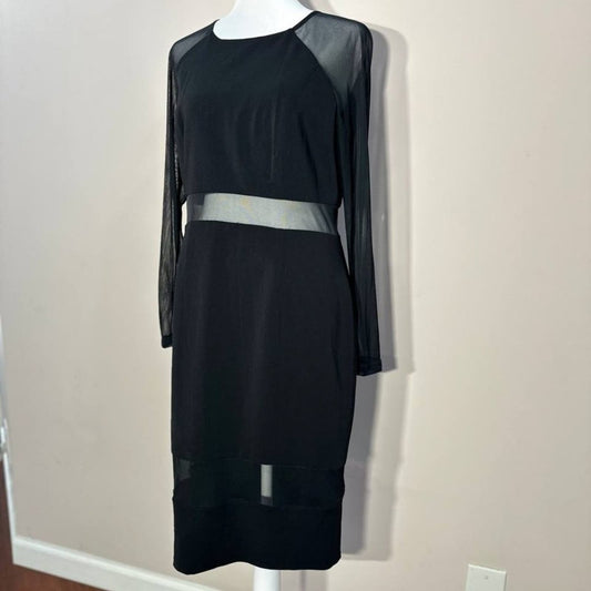 Kate Spade New York Elegant Black Dress with mesh Panels - Size 10