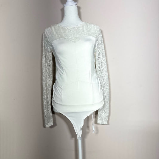 Bebe ivory white cream lace bodysuit size L