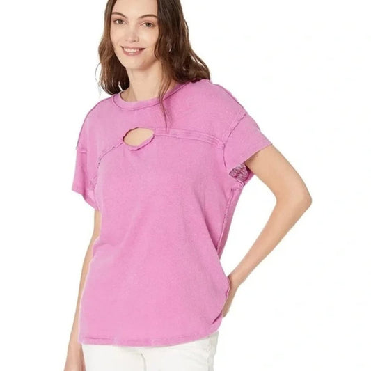 NWT Free People We the Free Cutout Boxy Cotton T-Shirt in Orchid Rain